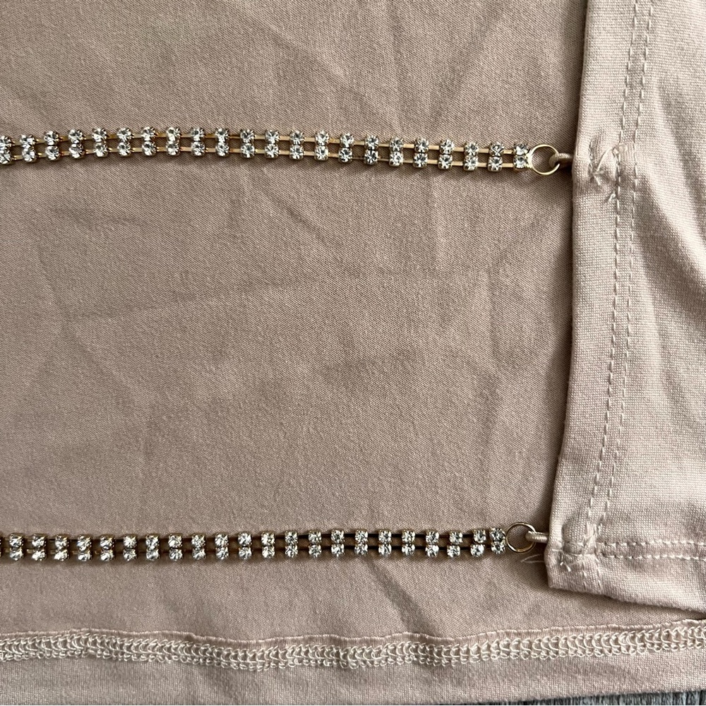 Faded Rose Blush Open Back Rhinestone Crop Top - Picture 4 of 5